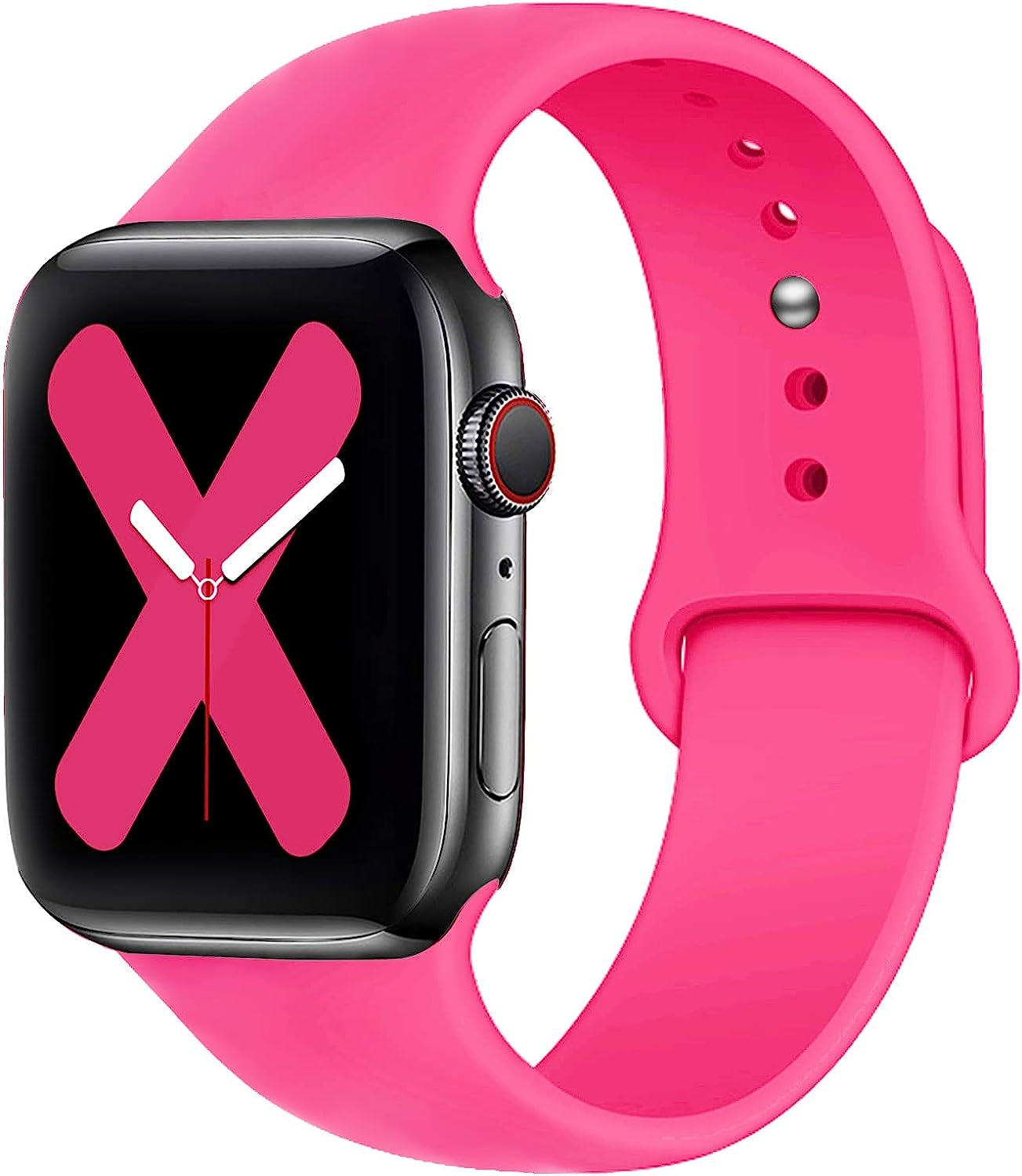 Saucyi Compatible with Apple Watch Band 41Mm 40Mm 38Mm 49Mm 45Mm 44Mm 42Mm,Soft Silicone Sport Band Replacement Strap with Classic Clasp for Iwatch Series 8 7 6 5 4 3 2 1 SE  Saucyi Barbie Pink 38mm/40mm/41mm S/M 