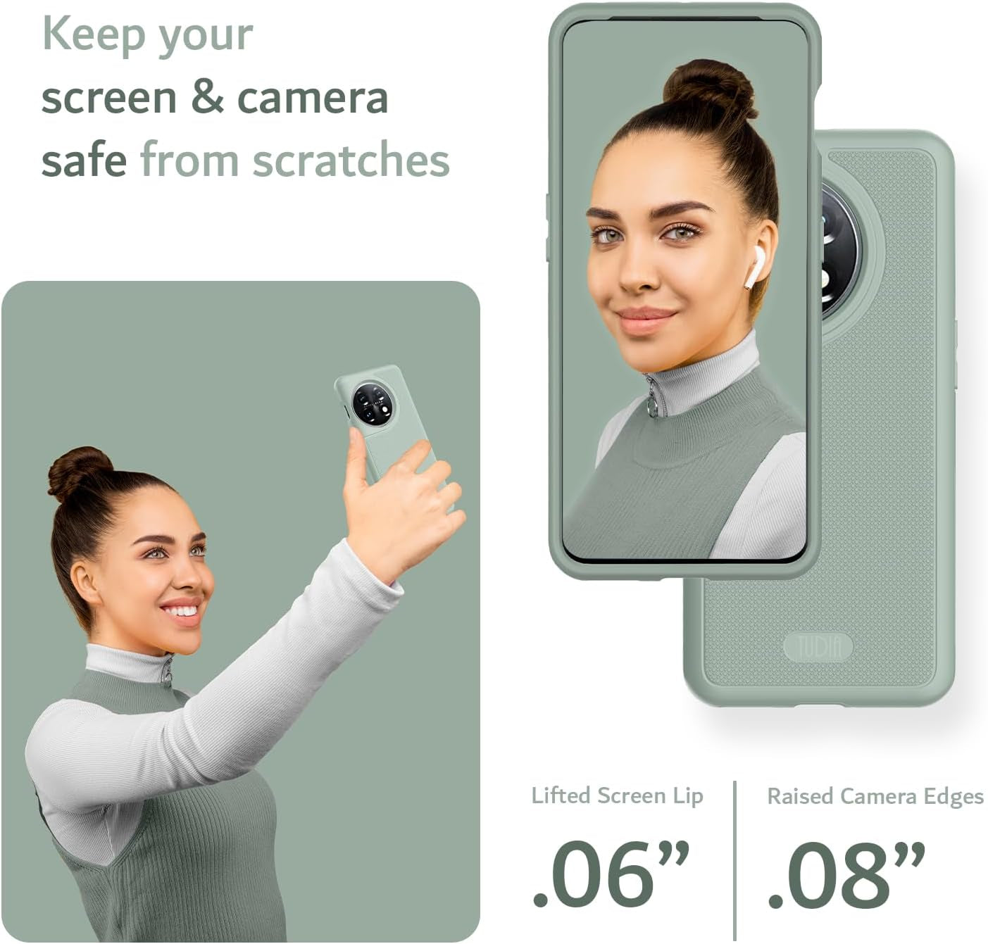 TUDIA Dualshield Grip Designed for Oneplus 11 Case 5G (2023), [Mergegrip] Dual Layer Shockproof Slim Military Grade Non-Slip Tough Heavy Duty Protective Phone Case Cover (Green Lily)  TUDIA   