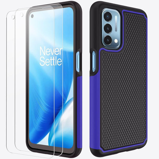 NTZW for Oneplus Nord N200 5G Case: Heavy Duty Shockproof Protective Phone Case [2 Tempered Glass Screen Protector] Anti-Slip Textured Hard Cover + Soft Silicone Rubber Bumper, Military Armor Case  NTZW   