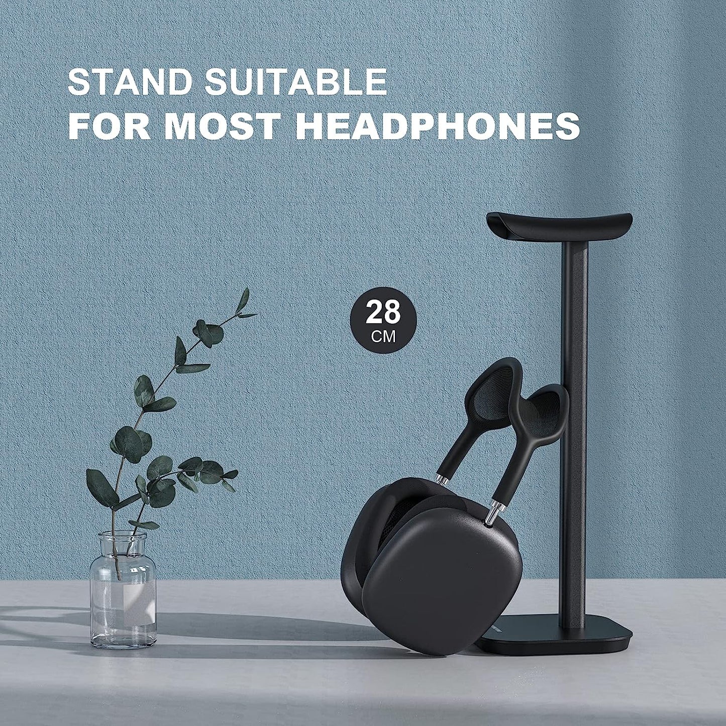 MANMUVIMO Headphone Stand, Desktop Headset Holder Aluminum Earphone Stand for All Gaming Headsets Such as Airpods Max, Sony, Beats, Bose, Sennheiser, Hyperx(Black)  MANMUVIMO   