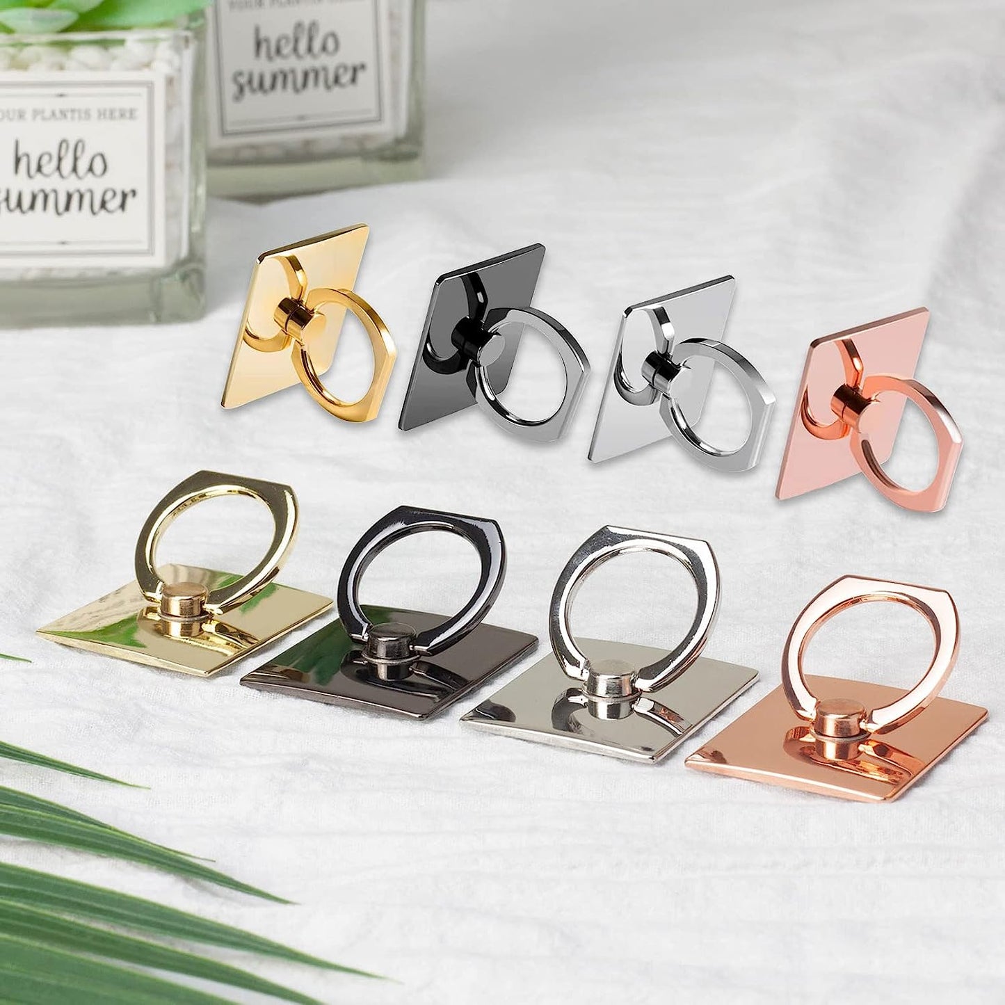 [2 Pack] Square Sparkling Cell Phone Ring Holder Stand,360 Degree Rotation and 180 Degreeadjustable Finger Ring Kickstand with Polished Metal Phone Grip (Black)  Wansurs   