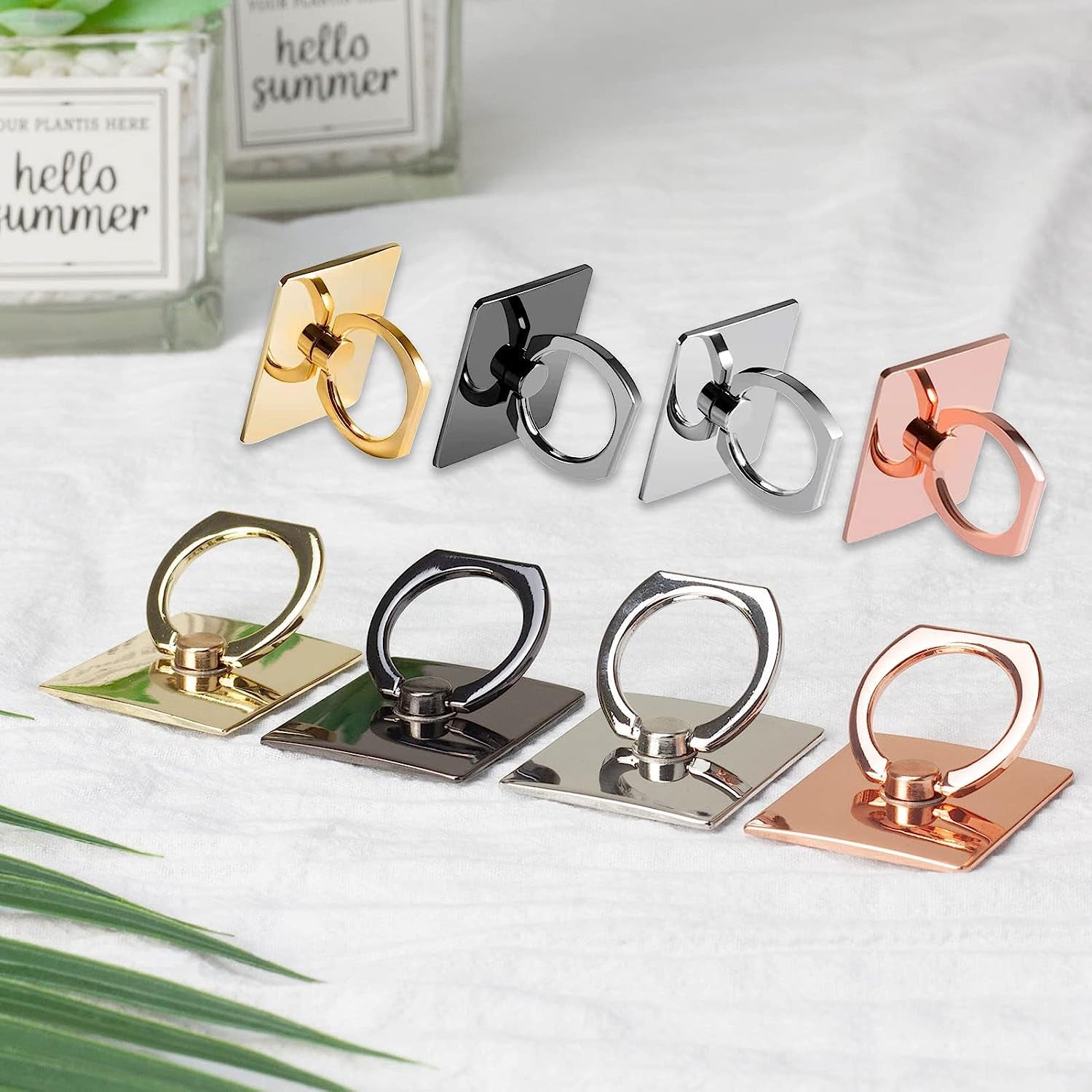 [2 Pack] Square Sparkling Cell Phone Ring Holder Stand,360 Degree Rotation and 180 Degreeadjustable Finger Ring Kickstand with Polished Metal Phone Grip (Black)  Wansurs   