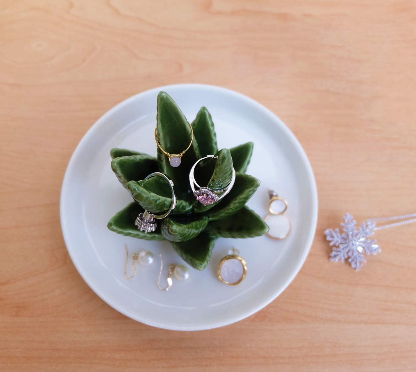 PUDDING CABIN Aloe Ring Holder,Cactus Ring Dish,Jewelry Holder Trinket Tray for Rings Earrings Necklace Organizer,Christmas Gift for Women Girls, Birthday Gift for Women Her  Eastyle   