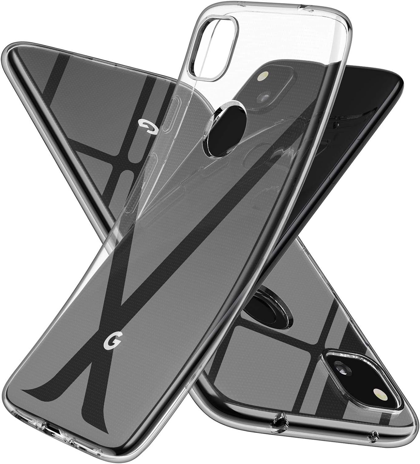 SNOSHO Google Pixel 4A 4G Phone Case, Slim Thin Soft Flexible TPU Silicone Rubber Anti-Scratch Shockproof Protective Cover for Pixel 4A [ NOT Compatible with Pixel 4A 5G ],Brushed Black  SNOSHO Crystal Clear  