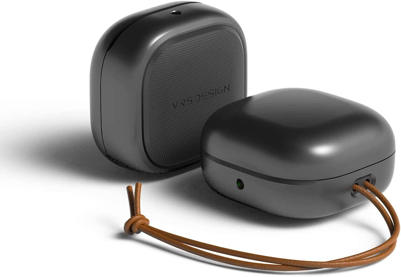 VRS Design Modern Buds Case for Galaxy Buds2 Pro (2022), Galaxy Buds 2 Case (2021) Buds Live Case (2020) (Sand Stone)  VRS Design Metal Black  