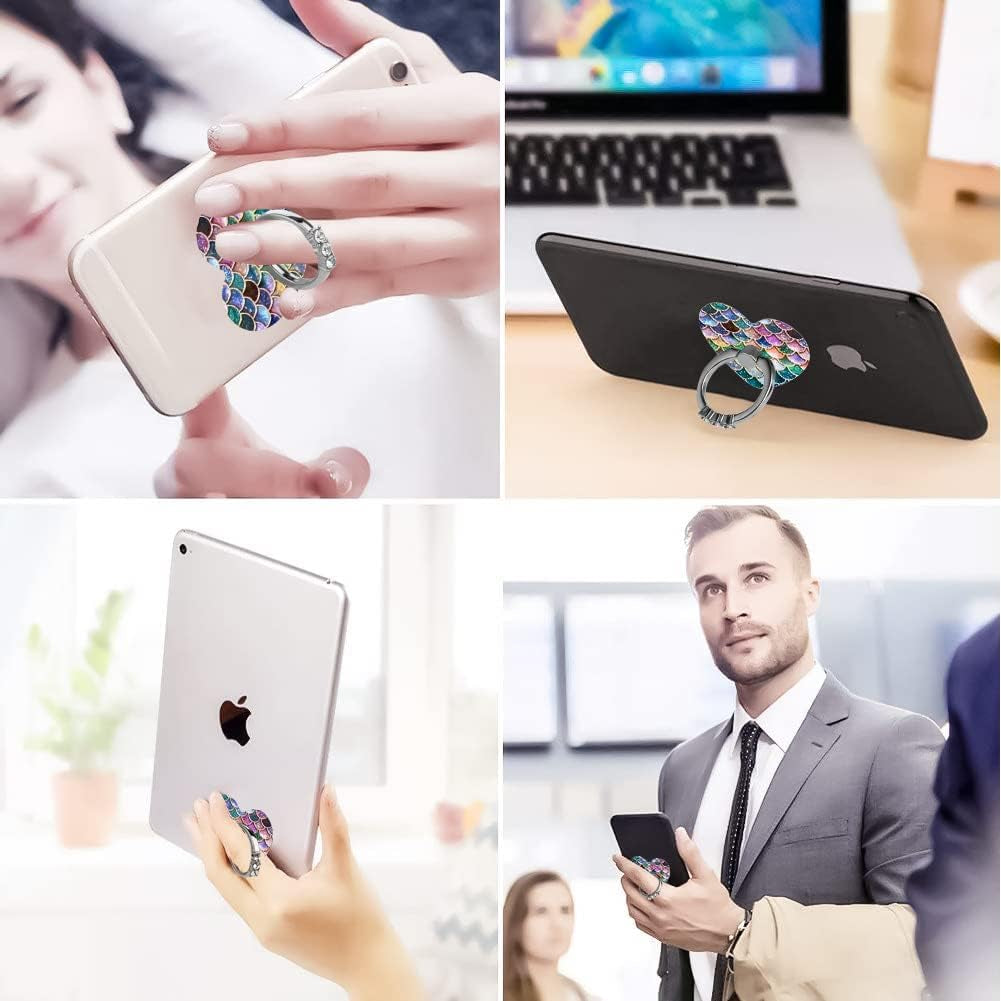 BF2JK Cell Phone Love Ring Holder Stand Clear Diamond Finger Grip Loop 360 Degree Rotation Finger Ring Stand Blue Green Colorful Mermaid Scales  BF2Jk   