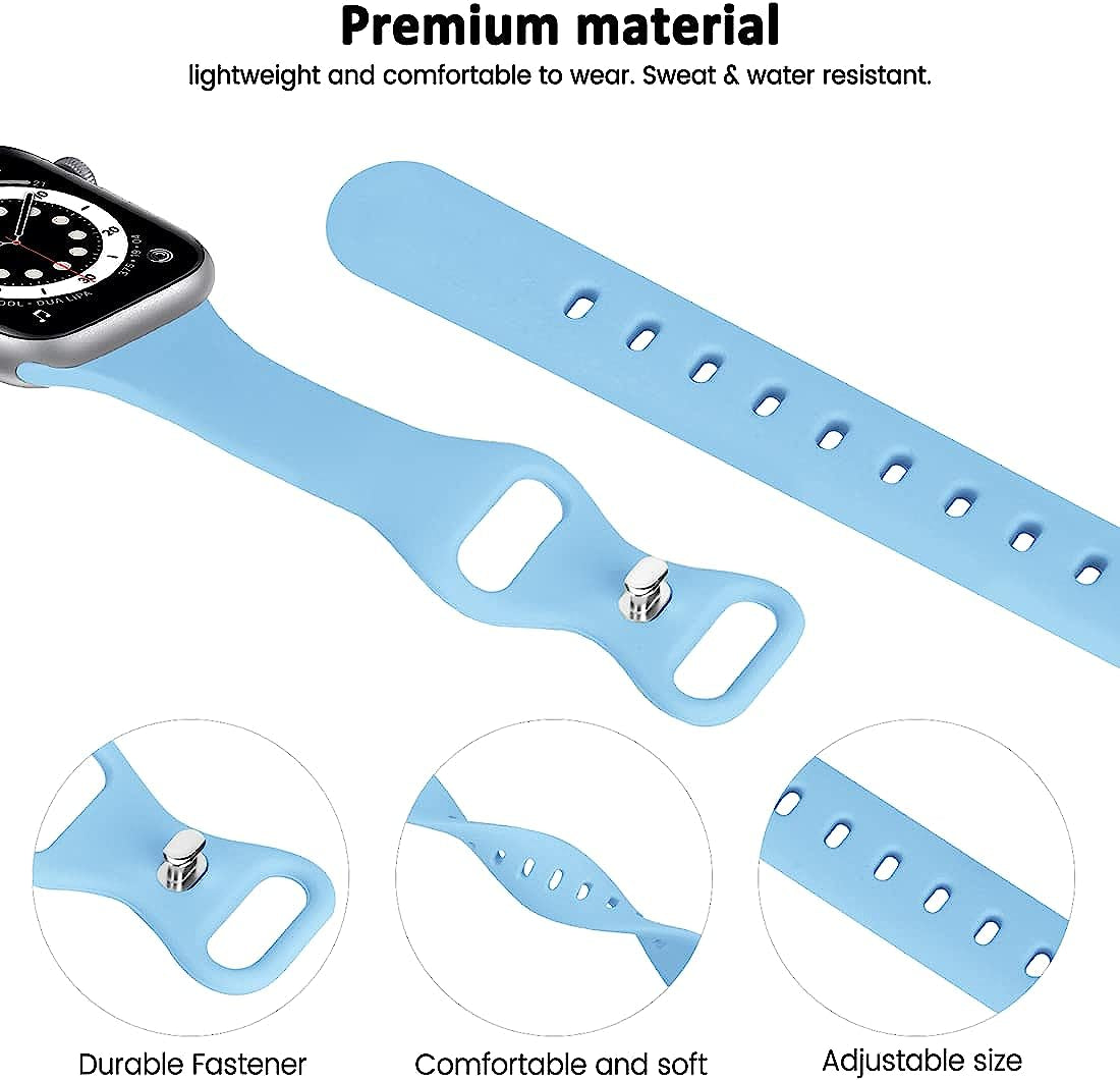 6 Pack Slim Sport Bands Compatible with Apple Watch Band 38Mm 40Mm 41Mm 42Mm 44Mm 45Mm 49Mm,Slim Soft Silicone Waterproof Strap Compatible with Iwatch Series Ultra 8 7 6 5 4 3 2 1 SE Women Men  SIV   