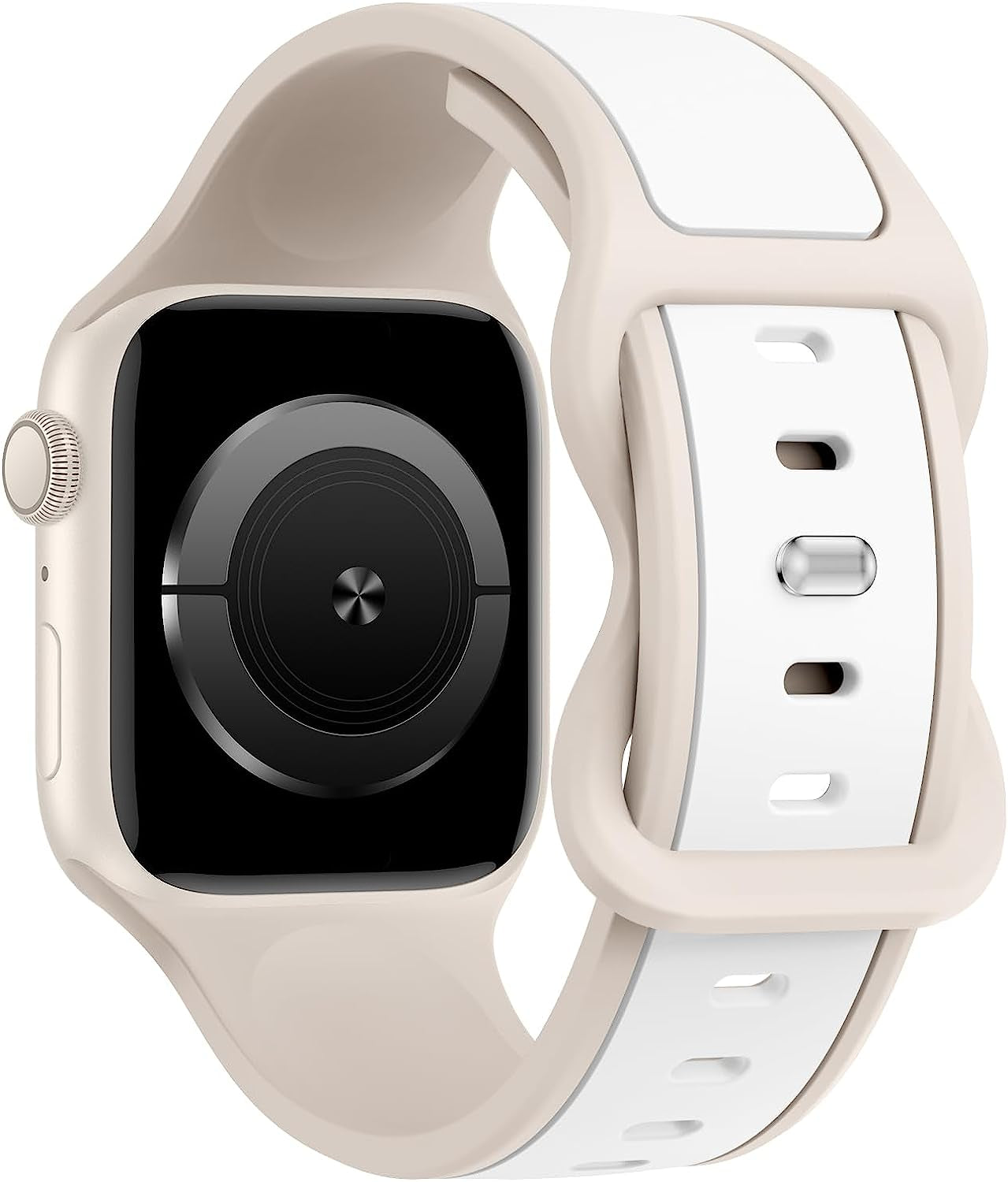 Acrbiutu Two-Toned Dual Color Bands Compatible with Apple Watch 38Mm 40Mm 41Mm 42Mm 44Mm 45Mm 49Mm, Replacement Soft Silicone Sport Strap for Iwatch Series Ultra 8/7/6/5/4/3/2/1 SE Women Men  Acrbiutu Starligh/White 38mm/40mm/41mm 