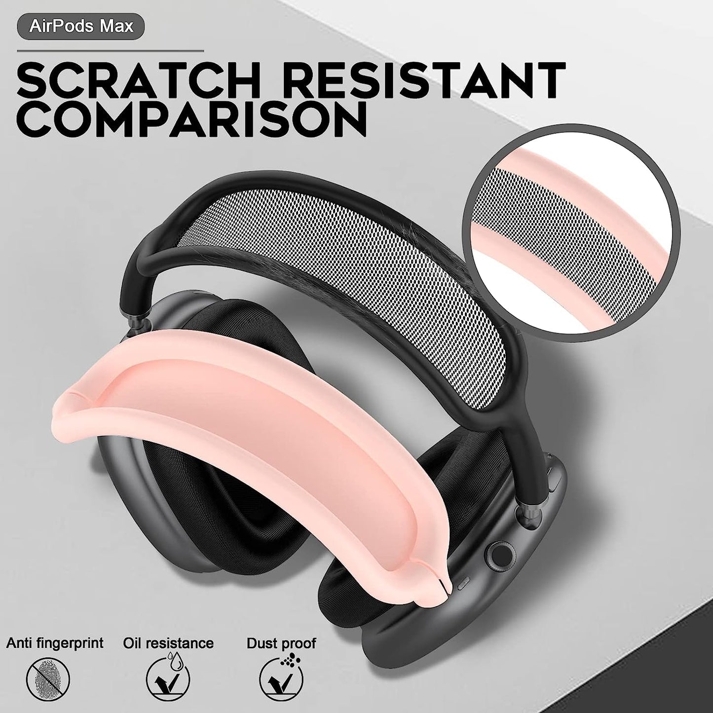 Seltureone Compatible for Airpods Max Headband Cushion, Silicone Earphone Protective Dustproof Sweat Proof Cover Accessories for Airpod Max Headphones Knit Mesh, Pink  Seltureone   