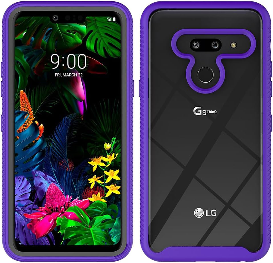 Bumper Case for LG G8 Thinq, Double Layer Protection for LG G8 Thinq Case, PC Front Bumper + Back Cover Non-Slip Combination Phone Cover for LG G8 Thinq Light Blue  Generic Purple Lg G8 Thinq Case 