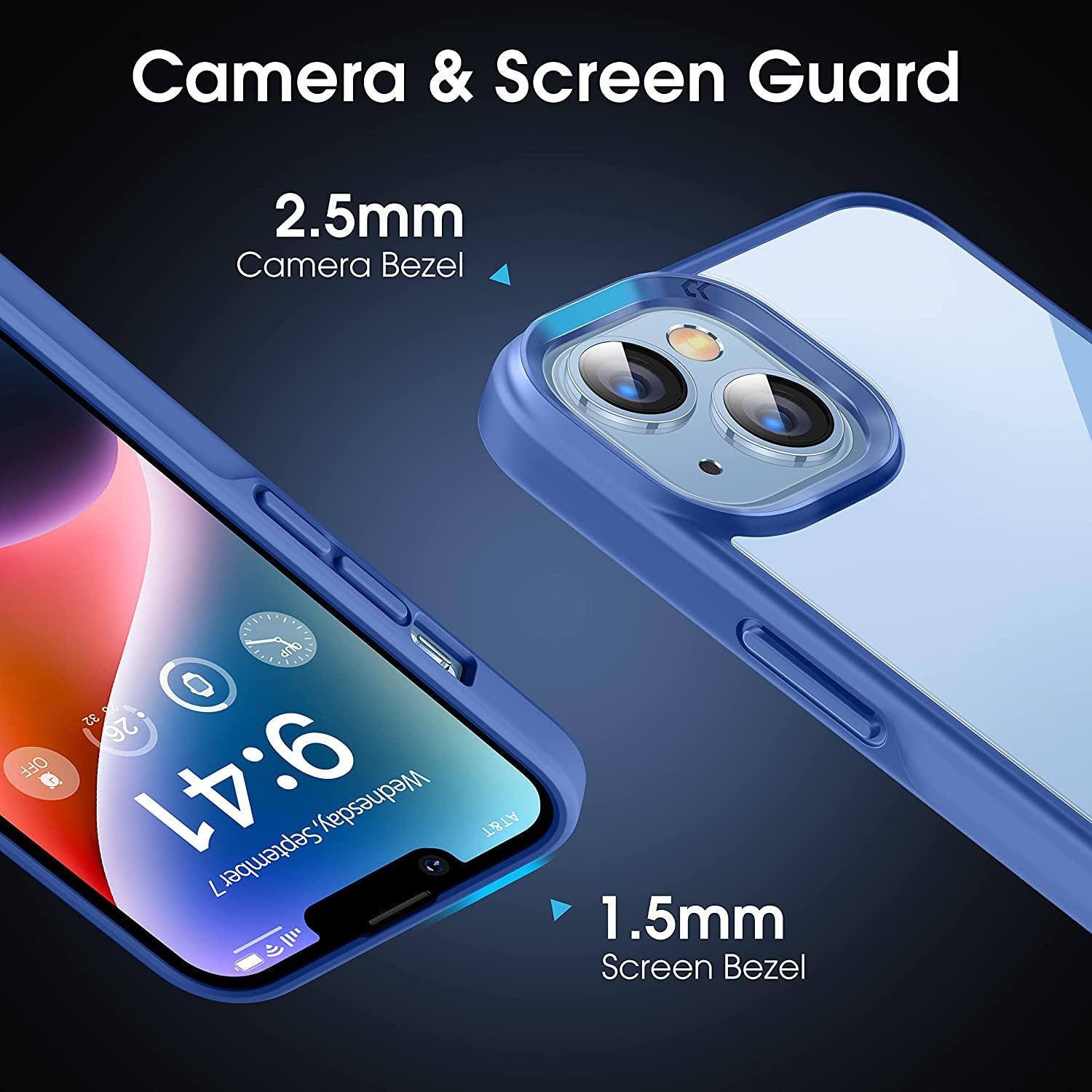 CASEKOO Crystal Clear Designed for Iphone 13 Case, [Not Yellowing] [Militarygrade Drop Protection] Shockproof Protective Phone Case Slim Thin Cover 6.1 Inch 2021 (Blue)  CASEKOO   