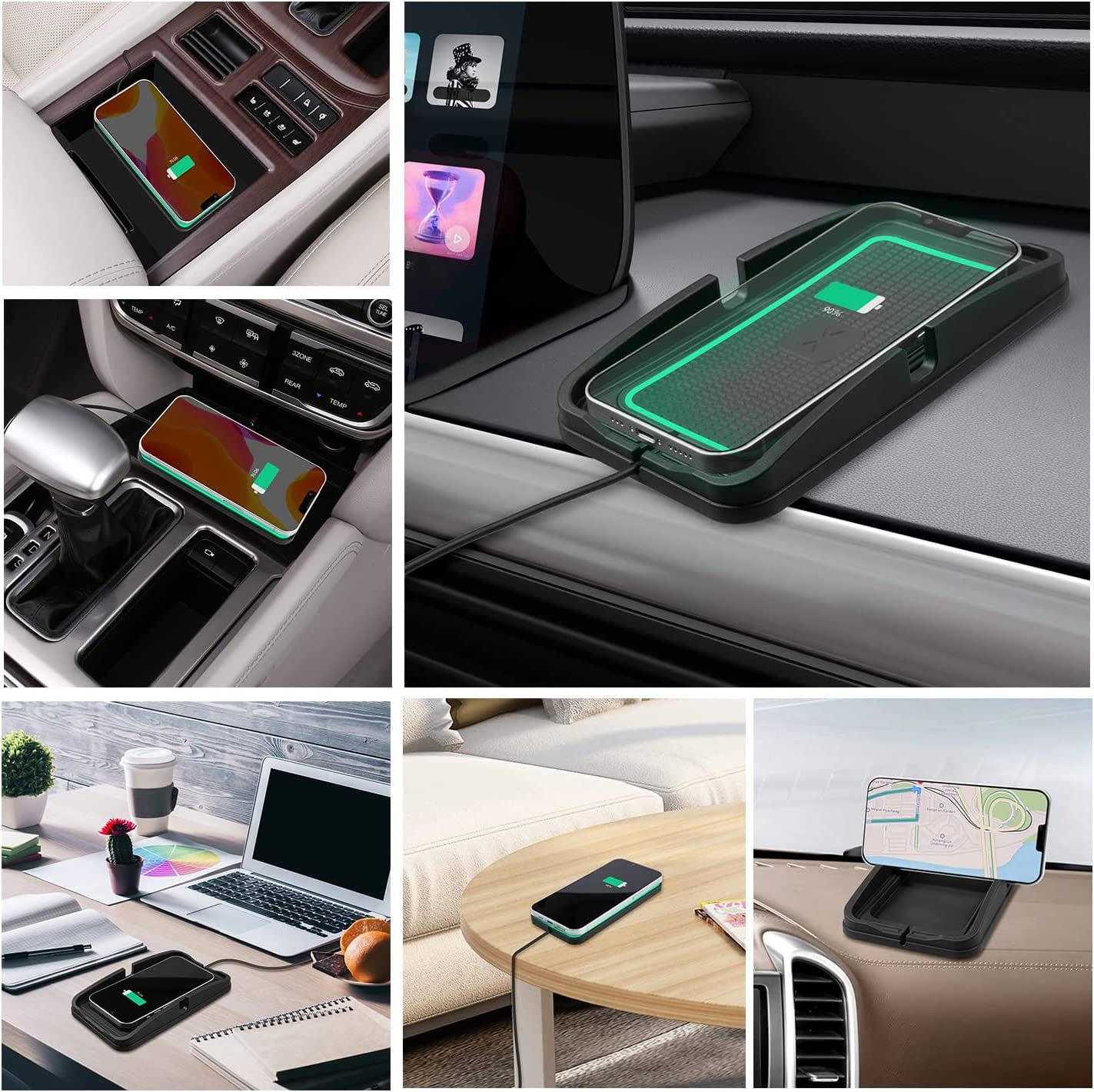Wireless Charger, POLMXS Wireless Car Charger Charging Pad 15W Wireless Phone Charger for Car Android Fast Charger Pad Cordless Charging Mat for Vehicle Galaxy S22/S21/S20 NOTE10(XP01)  POLMXS   