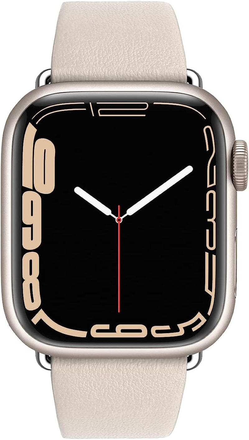 Eyamumo Thin Leather Band Compatible with Apple Watch Bands 41Mm 40Mm 38Mm Women, Genuine Leather Bands Wristbands Replacement Straps for Apple Iwatch SE2 SE Series 8 7 6 5 4 3 2 1  Eyamumo White 41MM / 40MM / 38MM 