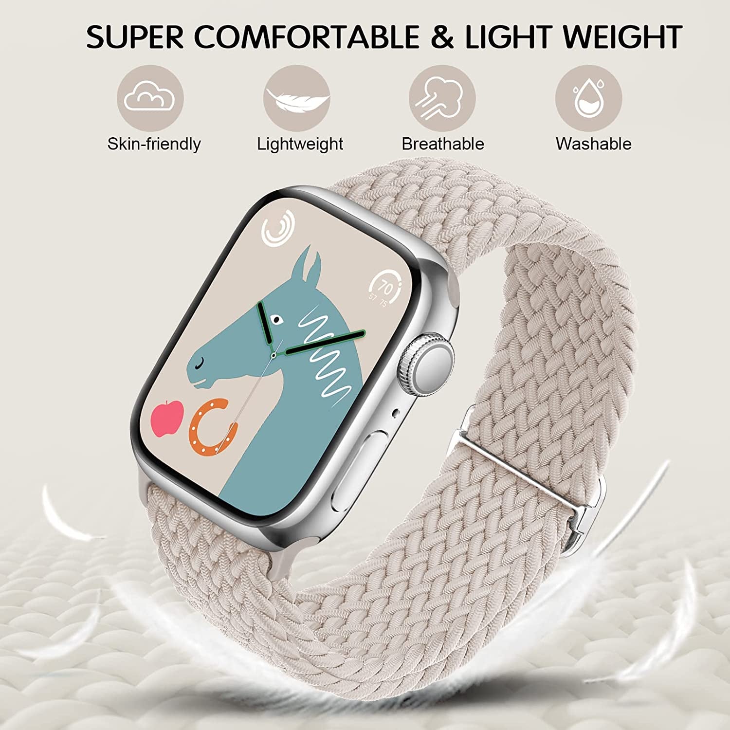 Transjoy Braided Stretchy Adjustable Watch Band for Apple Watch Band 38Mm 40Mm 41Mm 42Mm 44Mm 45Mm for Women Men, Soft Nylon Elastic Straps Solo Loop Wristbands for Iwatch Series 8 7 6 SE 5 4 Ultra  TransJoy   