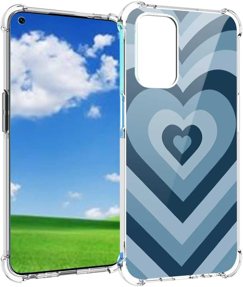 Saiaty Lideqee Designed for Oneplus Nord N200 5G/Oppo A93 5G Case, Pink Love Heart Coffee Latte Swirls Valentines Graphic Designed for Oneplus Case Women Girls, Soft TPU Trendy Case for Oneplus  saiaty lideqee Blue 1  