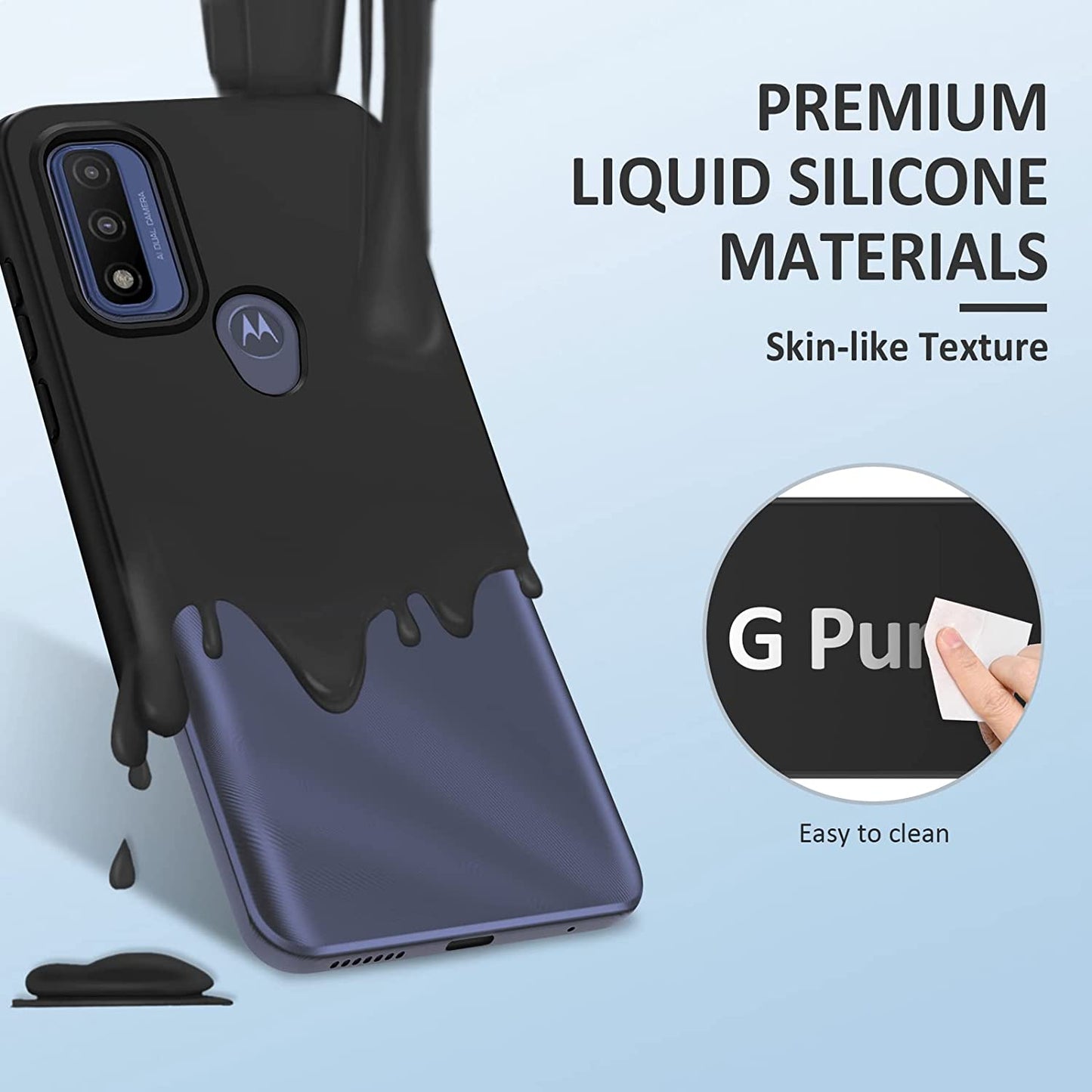 PUJUE for Motorola Moto-G Pure Phone Case: G Play 2023 | G Power 2022 Silicone Matte Case 360 Full Protection - Rugged Bumper Durable Shockproof Drop Protective TPU Cell Phone Cover Woman Men (Black)  PUJUE   