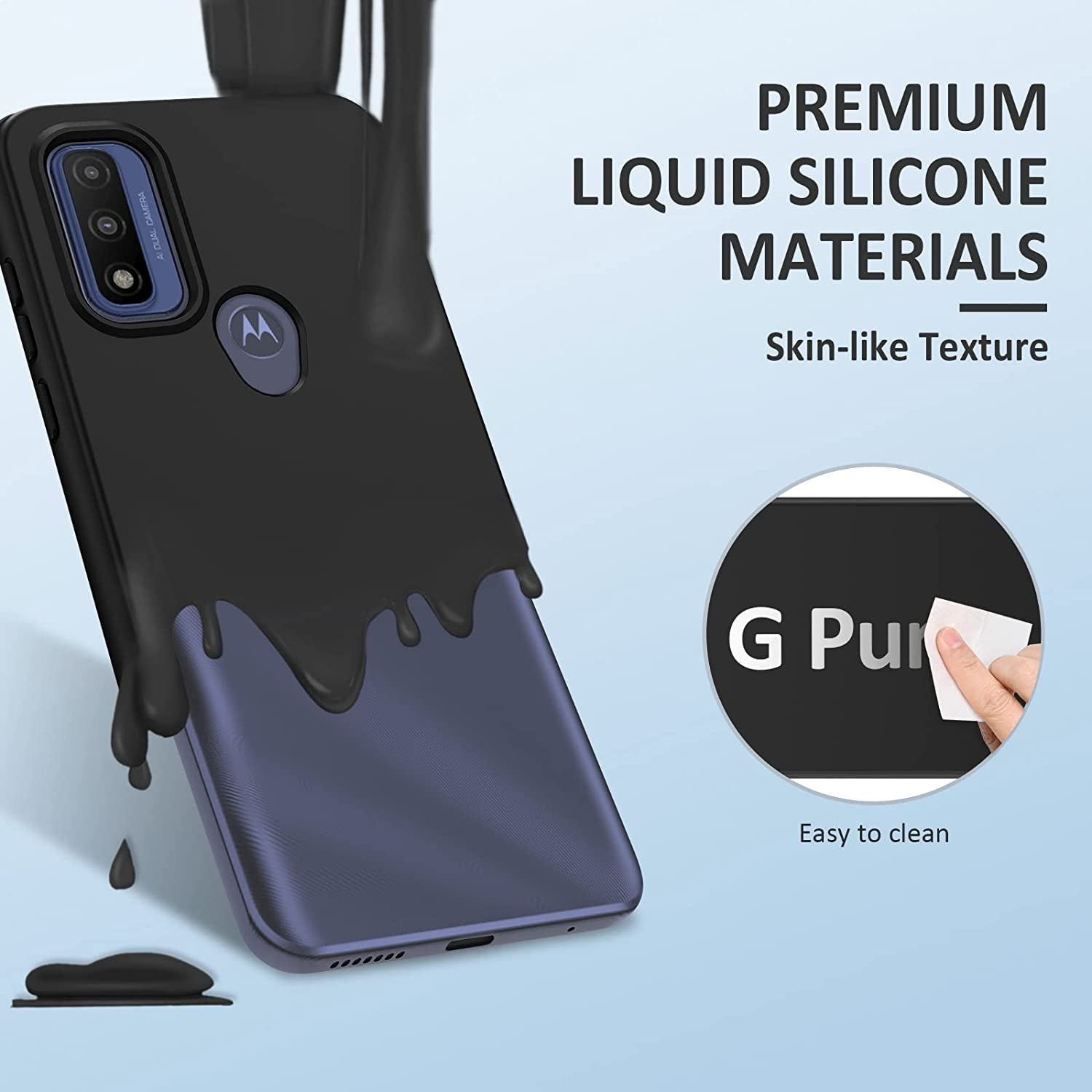 PUJUE for Motorola Moto-G Pure Phone Case: G Play 2023 | G Power 2022 Silicone Matte Case 360 Full Protection - Rugged Bumper Durable Shockproof Drop Protective TPU Cell Phone Cover Woman Men (Black)  PUJUE   