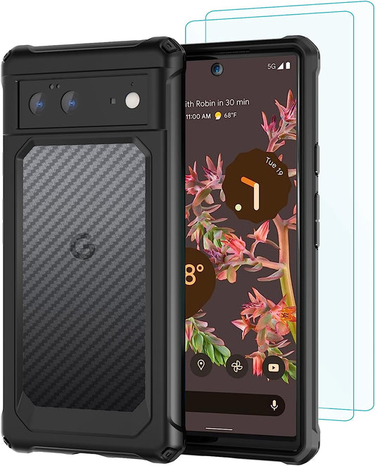 SUPBEC Google Pixel 6 Case with Tempered Glass Screen Protector [X2], [10 FT Military Grade Drop Protection] Non-Slip Heavy Duty Shockproof Protective Phone Case for Google Pixel 6, 6.4", Black  SUPBEC   