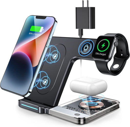 𝟮𝟬𝟮𝟯 𝗡𝗲𝘄 Wireless Charger 3 in 1,Wireless Charging Station, Fast Charger Stand for Multiple Devices Apple Iphone 14/13/12/11/Pro/Max/Xs/Xr/X/8/Plus, for Iwatch 7/6/5/4/3/2/SE, Airpods 3/2/Pro  VENTU   