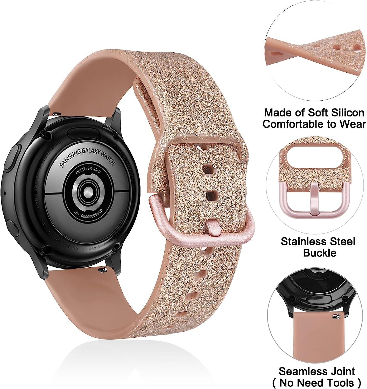 Mugust Screen Protector Cases with Band Compatible for Samsung Galaxy Watch Active 2 40Mm & 44Mm, TPU Protective Case Band Silicone Sport Wristband Strap for Men Women  Mugust   