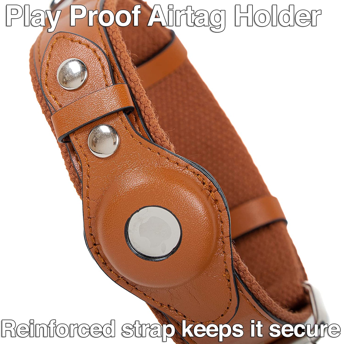 Safe Paws Airtag Dog Collar Holder - Our Adjustable Air Tag Dog Collar Holder Fits Small Medium and Large Dogs - Use Our Elegant PU Leather Dog Airtag Collar to Quickly Locate Your Dog (Small, Brown)  Safe Paws   