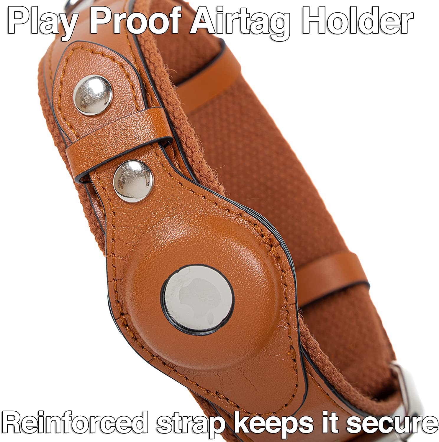 Safe Paws Airtag Dog Collar Holder - Our Adjustable Air Tag Dog Collar Holder Fits Small Medium and Large Dogs - Use Our Elegant PU Leather Dog Airtag Collar to Quickly Locate Your Dog (Small, Brown)  Safe Paws   
