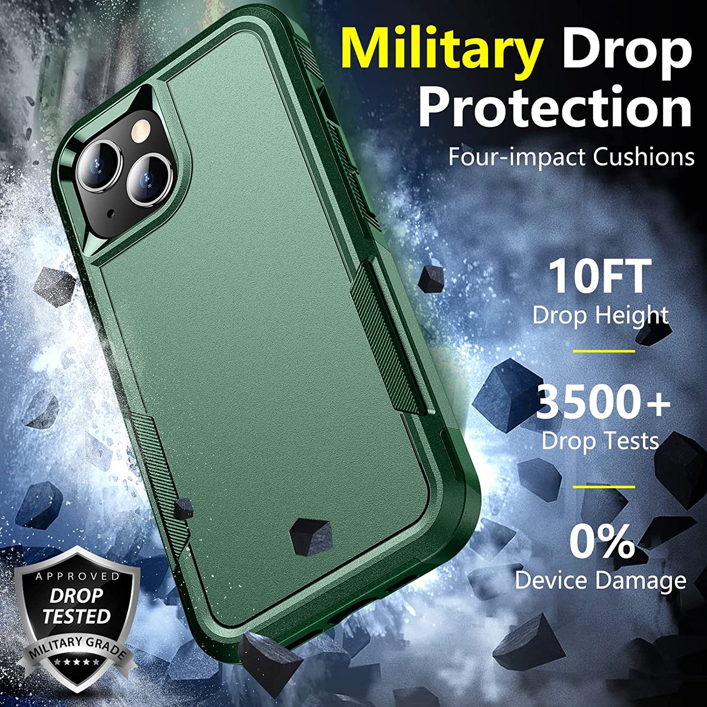 SPIDERCASE for Iphone 14 Case, [10 FT Military Grade Drop Protection][Non-Slip] [2+Tempered Glass Screen Protector][2+Tempered Camera Lens Protector] Heavy Duty Full-Body Shockproof Case, Deep Green  SPIDERCASE   