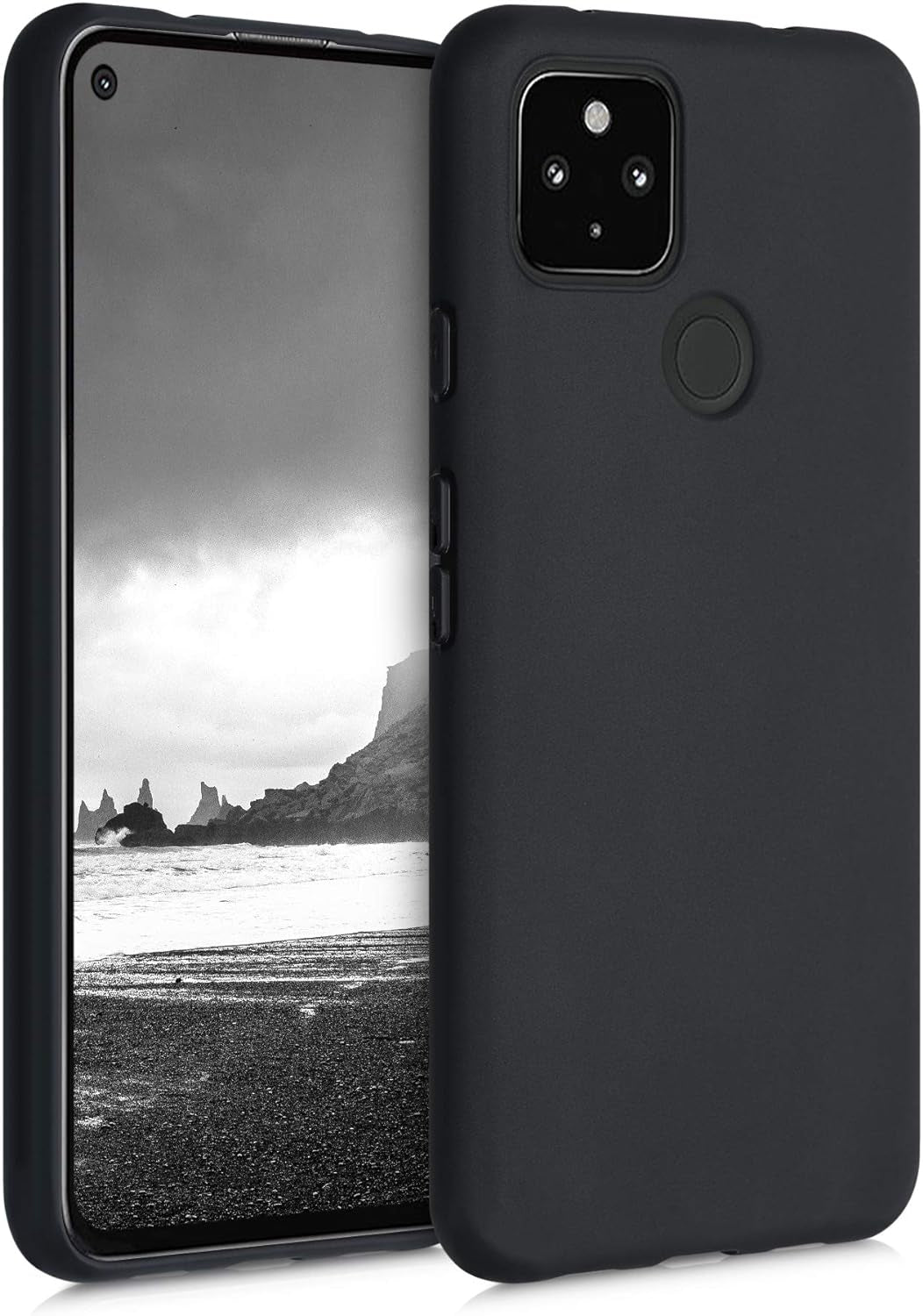 Kwmobile Case Compatible with Google Pixel 4A 5G Case - Soft Slim Protective TPU Silicone Cover - Antique Stone  kwmobile Black  