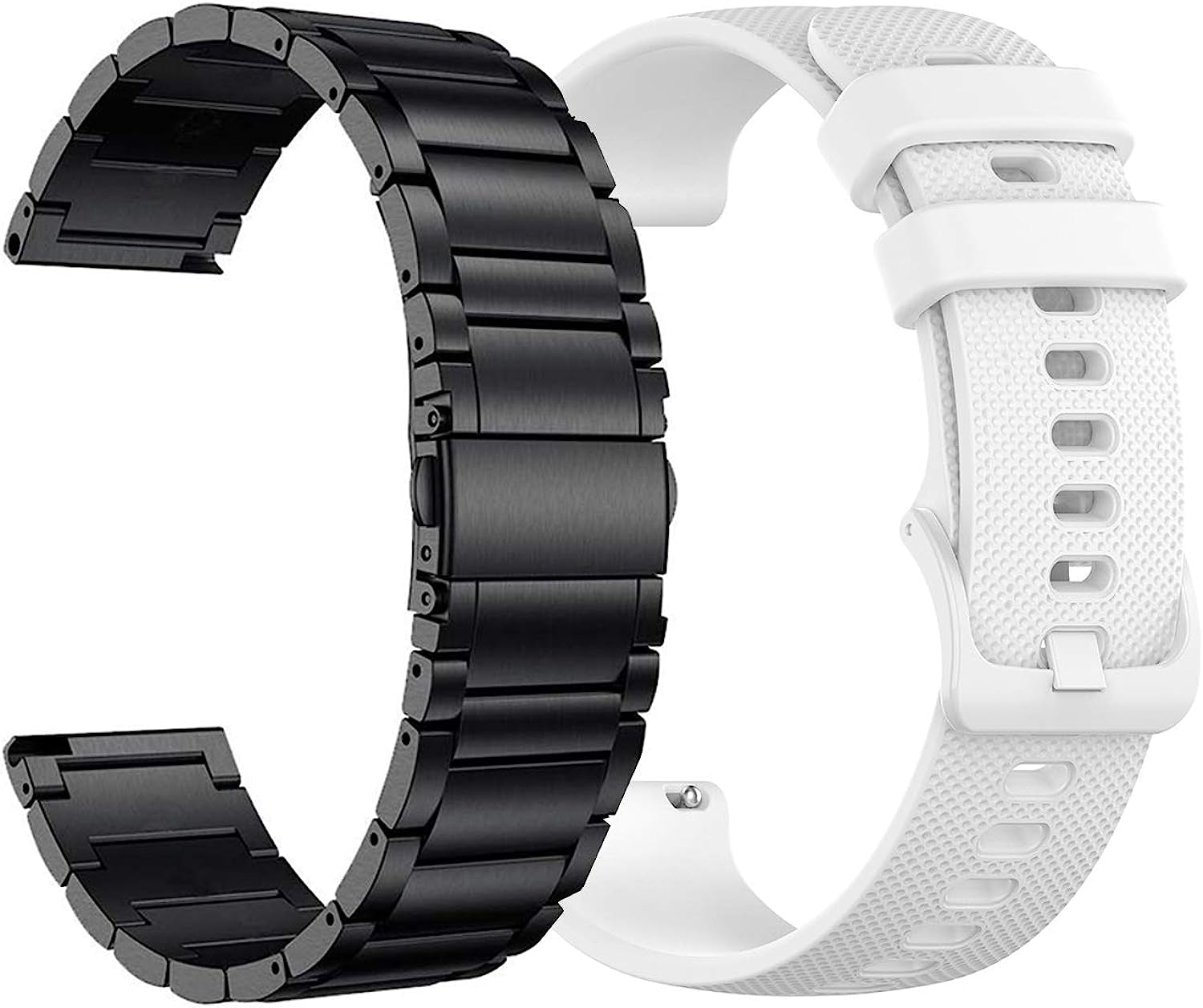 YEEJOK 22Mm Watch Bands Compatible for Fossil Men'S Gen 6/5E 44Mm/ Gen 5LTE/ Gen 5 Carlyle Garrett/Women'S Julianna/Gen 4 Explorist HR, Metal Watch Strap + Silicone Sport Bands  YEEJOK Black & White  