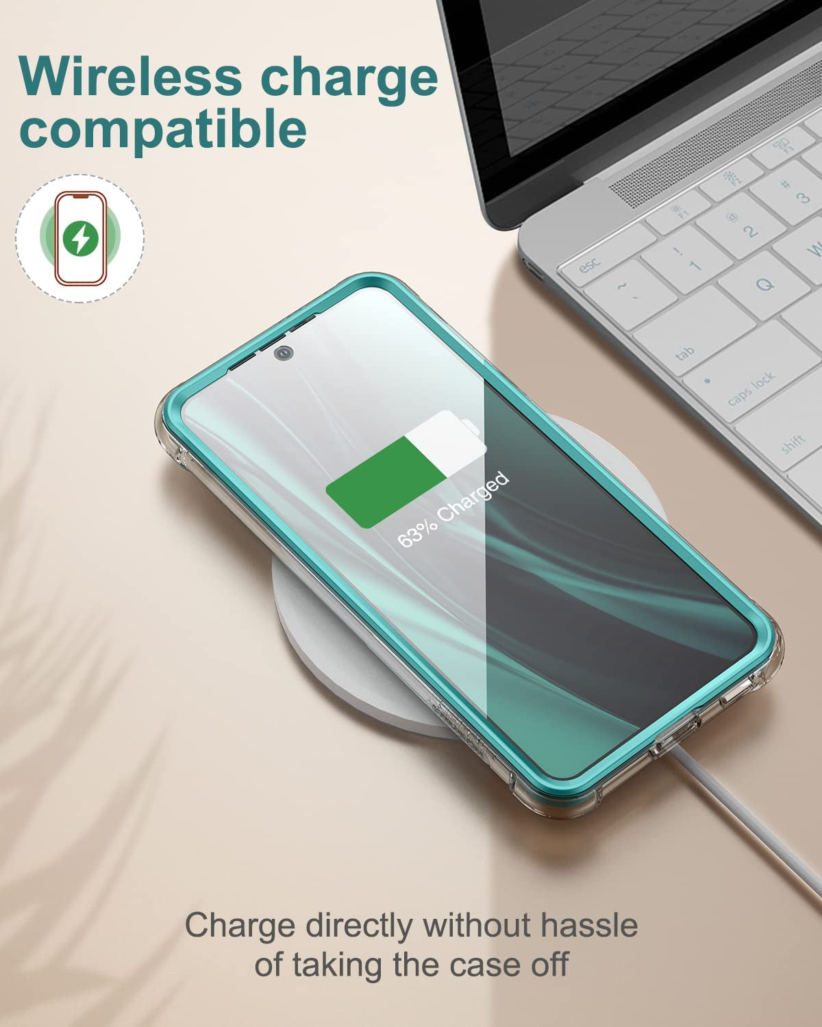 SURITCH for Samsung Galaxy S21+ plus Clear Case 6.7" (Only), [Built-In Screen Protector] Full Body Protective Hard Shell+Soft TPU Phone Case for Samsung S21 plus -(Green Edge)  SURITCH   