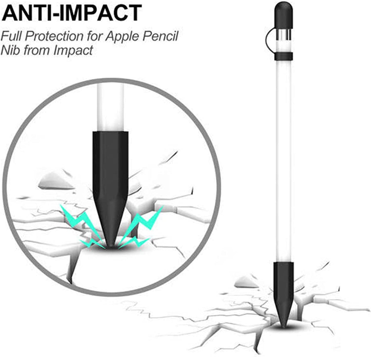 Siduater [4-Pack] Silicone Protective Accessories for Apple Pencil 1St Generation, Includes 1 Apple Pencil Cap Replacements, Apple Pencil Cap Holder, Apple Pencil Tip Cover, Adapter Tether - White  siduater   