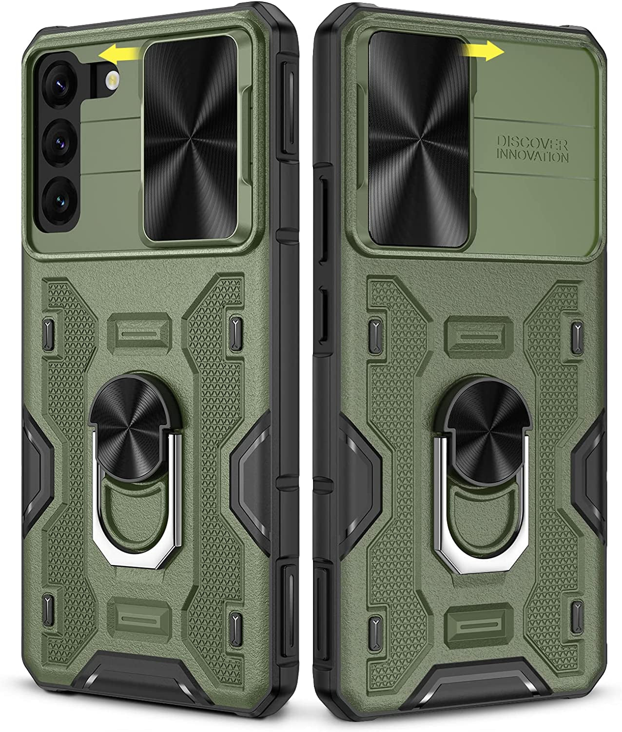 Caka for S22 plus Case, Samsung Galaxy S22 plus Case with Camera Cover & Kickstand with Built-In 360° Rotate Ring Stand Magnetic Magnet Protective Phone Cover Case for Galaxy S22+ plus 5G -Green  Caka   