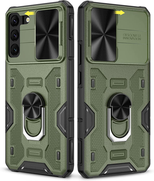 Caka for S22 plus Case, Samsung Galaxy S22 plus Case with Camera Cover & Kickstand with Built-In 360° Rotate Ring Stand Magnetic Magnet Protective Phone Cover Case for Galaxy S22+ plus 5G -Green  Caka   