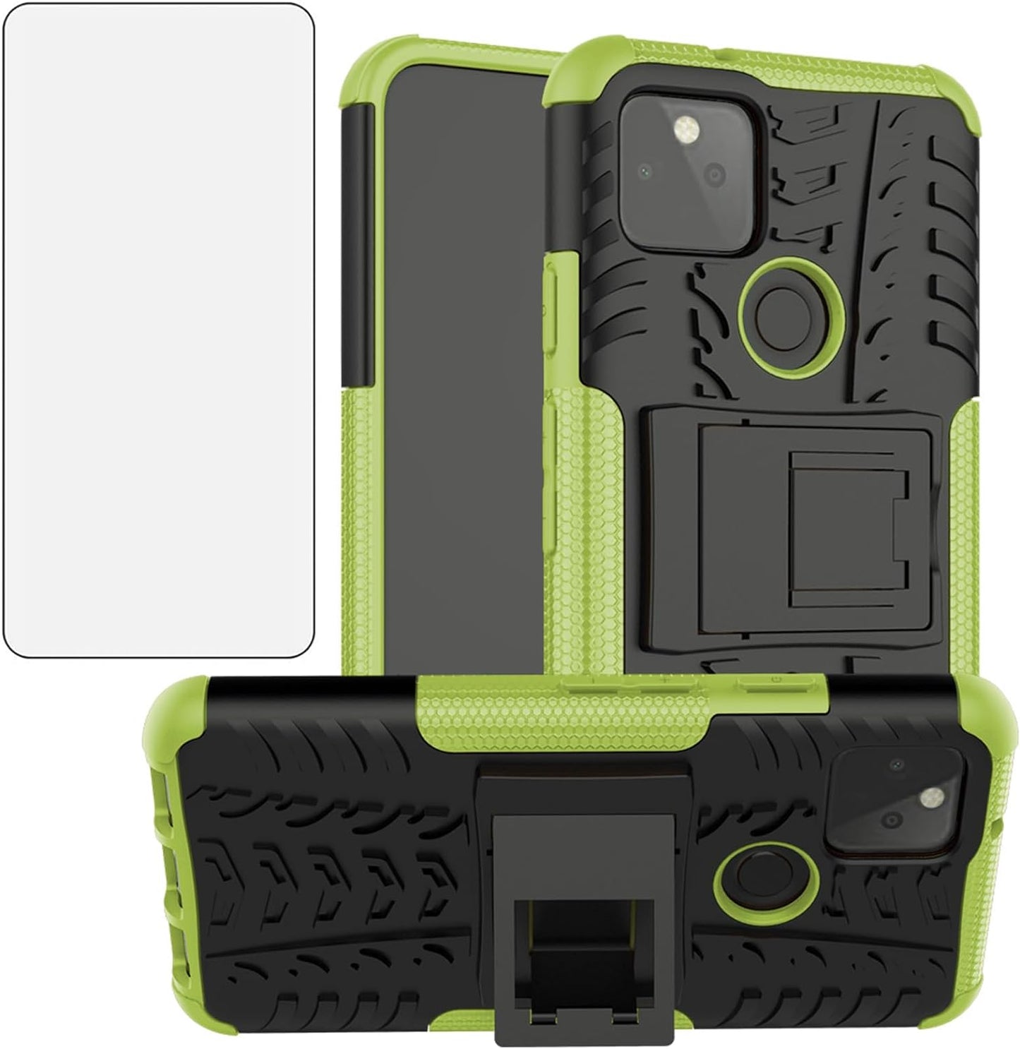 Asuwish Phone Case for Google Pixel 5 with Tempered Glass Screen Protector and Slim Stand Hybrid Heavy Duty Rugged Protective Cell Cover Pixel5 5G Pixle Five G5 Kickstand Mobile Women Men Purple  Asuwish Green For Pixel 5 