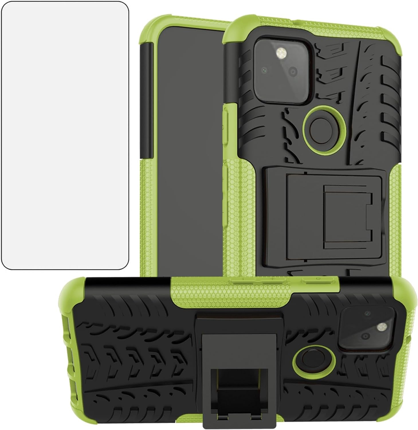 Asuwish Phone Case for Google Pixel 5 with Tempered Glass Screen Protector and Slim Stand Hybrid Heavy Duty Rugged Protective Cell Cover Pixel5 5G Pixle Five G5 Kickstand Mobile Women Men Purple  Asuwish Green For Pixel 5 