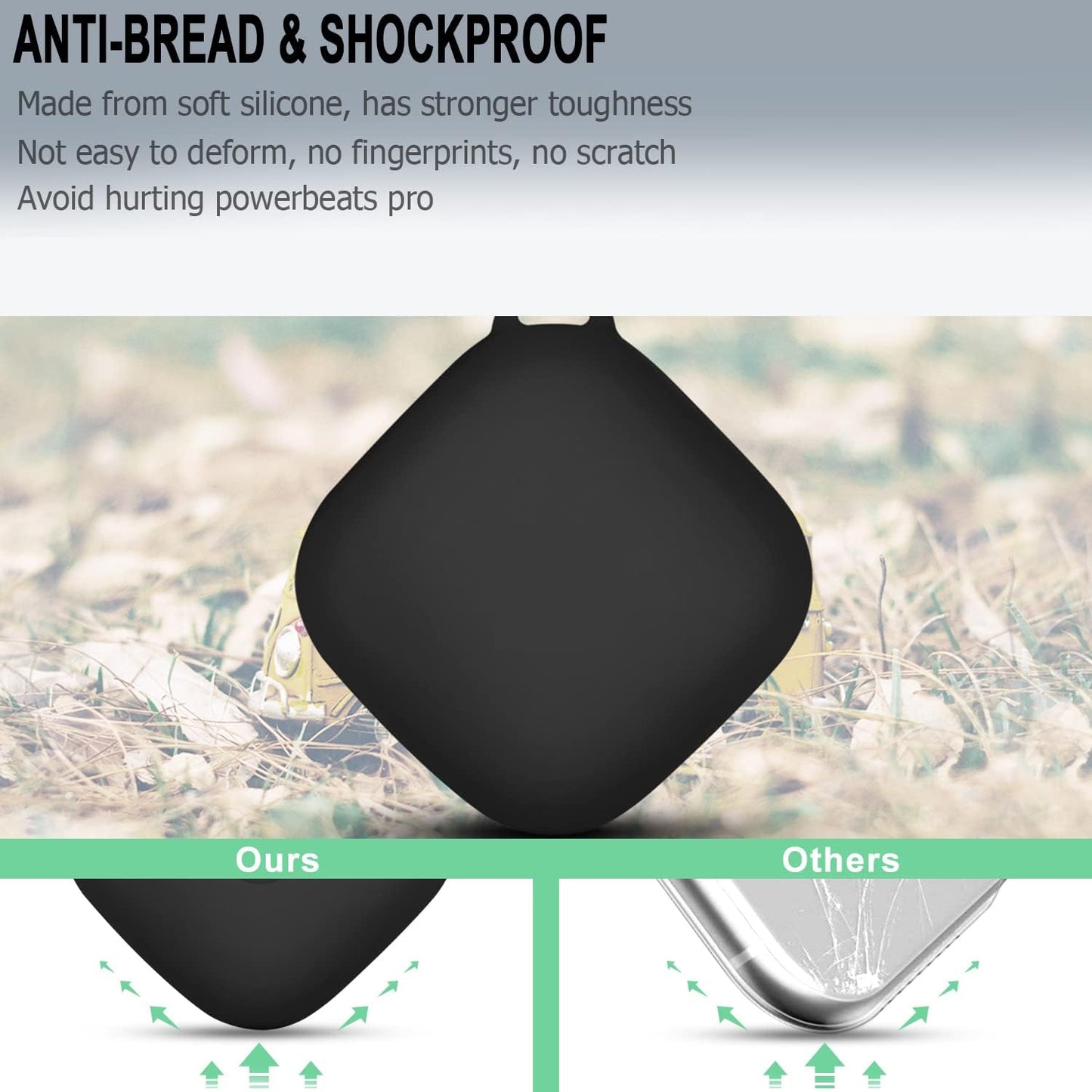 Lizhi Silicone Case for Beats Fit Pro, Anti-Break Anti-Lost & Shockproof Unique Dual Hole Portable Protective Case Cover with Carabiner for 2021 Newest Beats Fit Pro (Black-2)  LiZHi   