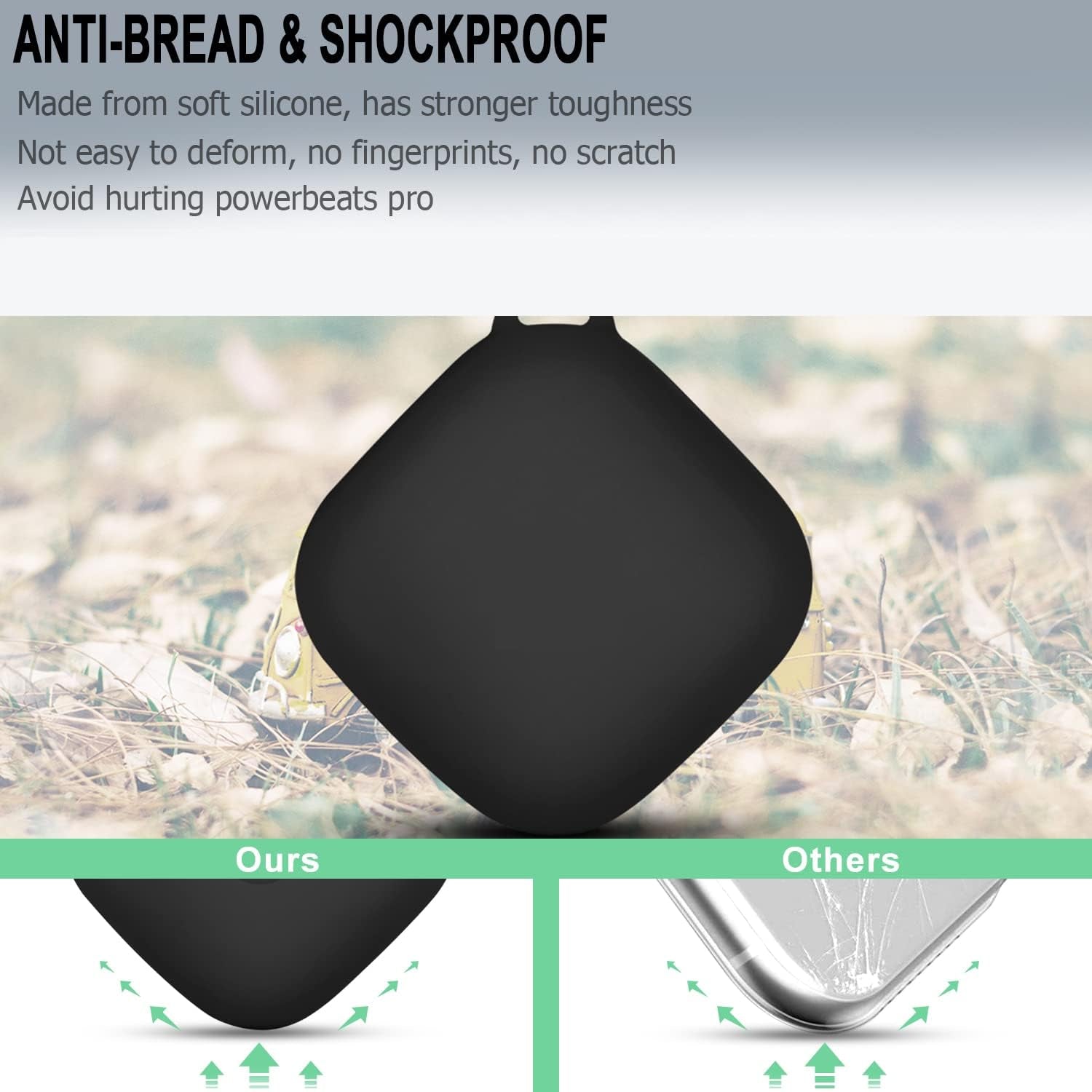 Lizhi Silicone Case for Beats Fit Pro, Anti-Break Anti-Lost & Shockproof Unique Dual Hole Portable Protective Case Cover with Carabiner for 2021 Newest Beats Fit Pro (Black-2)  LiZHi   