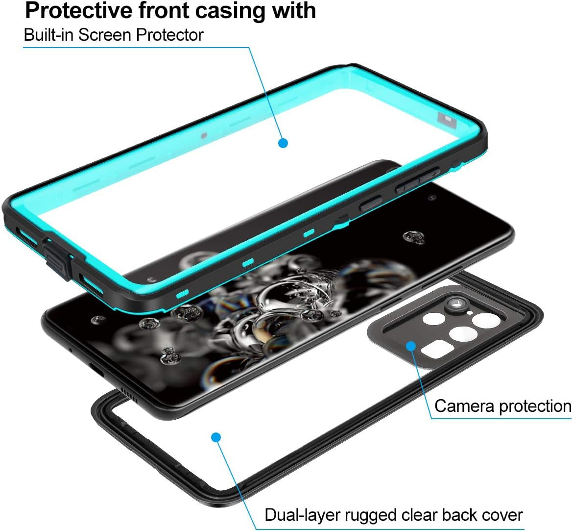 Samsung Galaxy S21 Ultra Phone Case Waterproof with Screen Protector, Full Body Protection Heavy Duty Shockproof Drop Proof Anti-Scratched Rugged Cases Cover for Galaxy S21 Ultra 6.8" (Teal)  Ezanmull   
