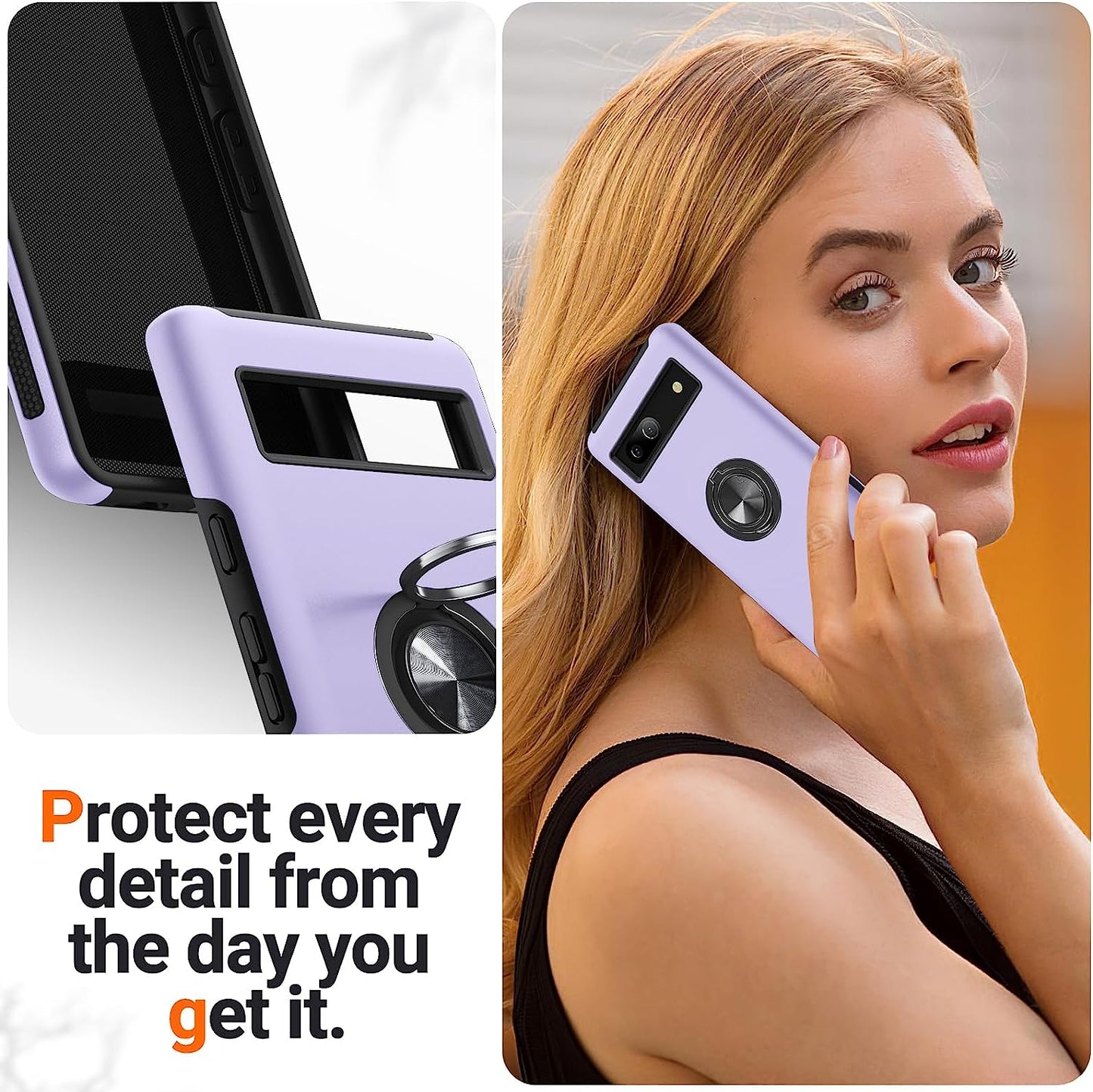 AOUIA Case for Pixel 7A 6.1 Inch, with 1Pcs Tempered Glass Screen Protector, [TPU+PC] Shockproof Protection Dual Layer Case for Google Pixel 7A, Purple  AOUIA   