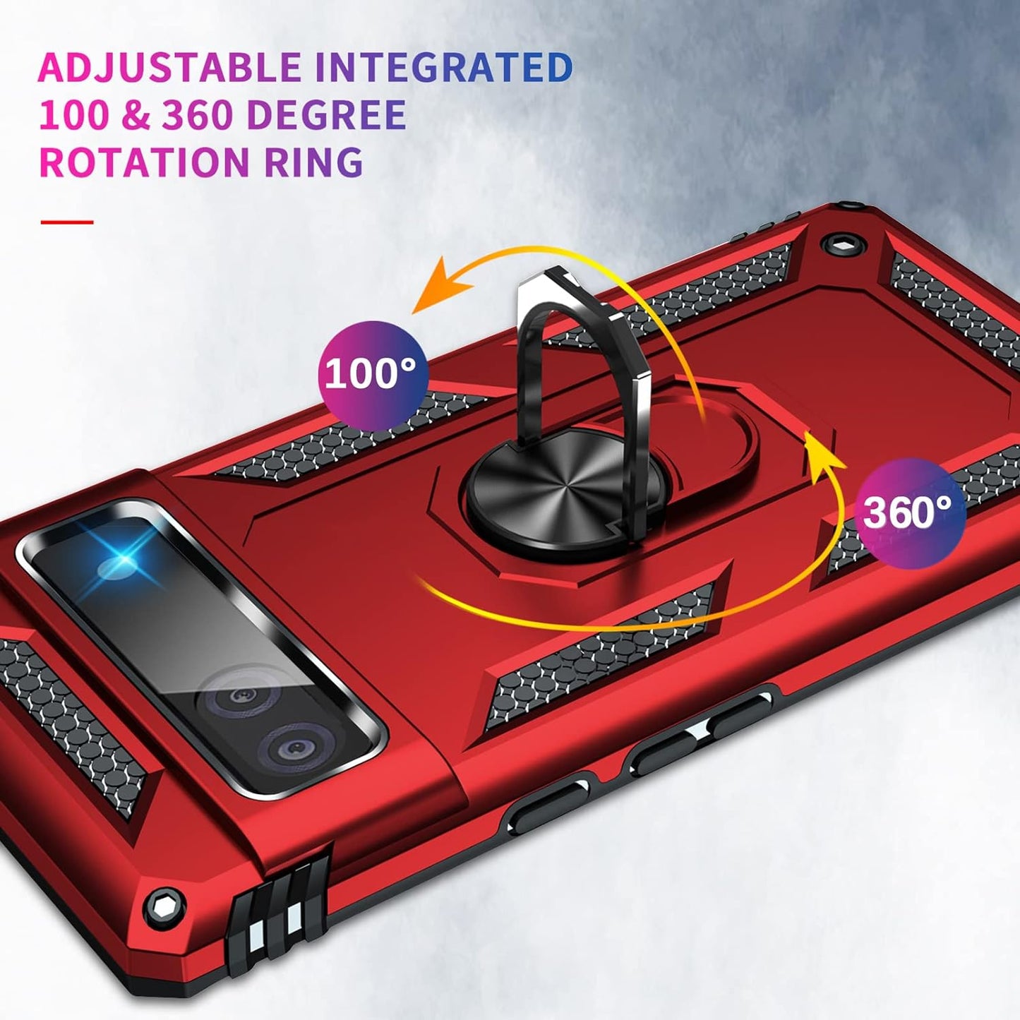 For Google Pixel 6A Case with Screen Protector, Military Grade Shockproof Heavy Duty Protective Phone Case Pass 16Ft Drop Test with Magnetic Kickstand Car Mount Holder for Google Pixel 6A 2022 Red  Vaki   