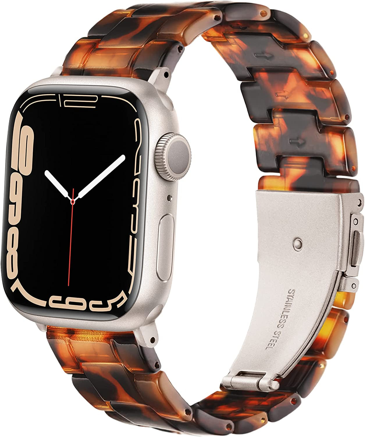 YGTIECS Starlight Apple Watch Band 41Mm 40Mm 38Mm, Super Lightweight, Comfortable, Compatible with Apple Watch Series 8 & 7, Fashionable for Apple Watch Series 8 7 SE 6 5 4 3 2 1-Black Tortoise Flower  YGTIECS Tortoise 49mm/45mm/44mm/42mm 