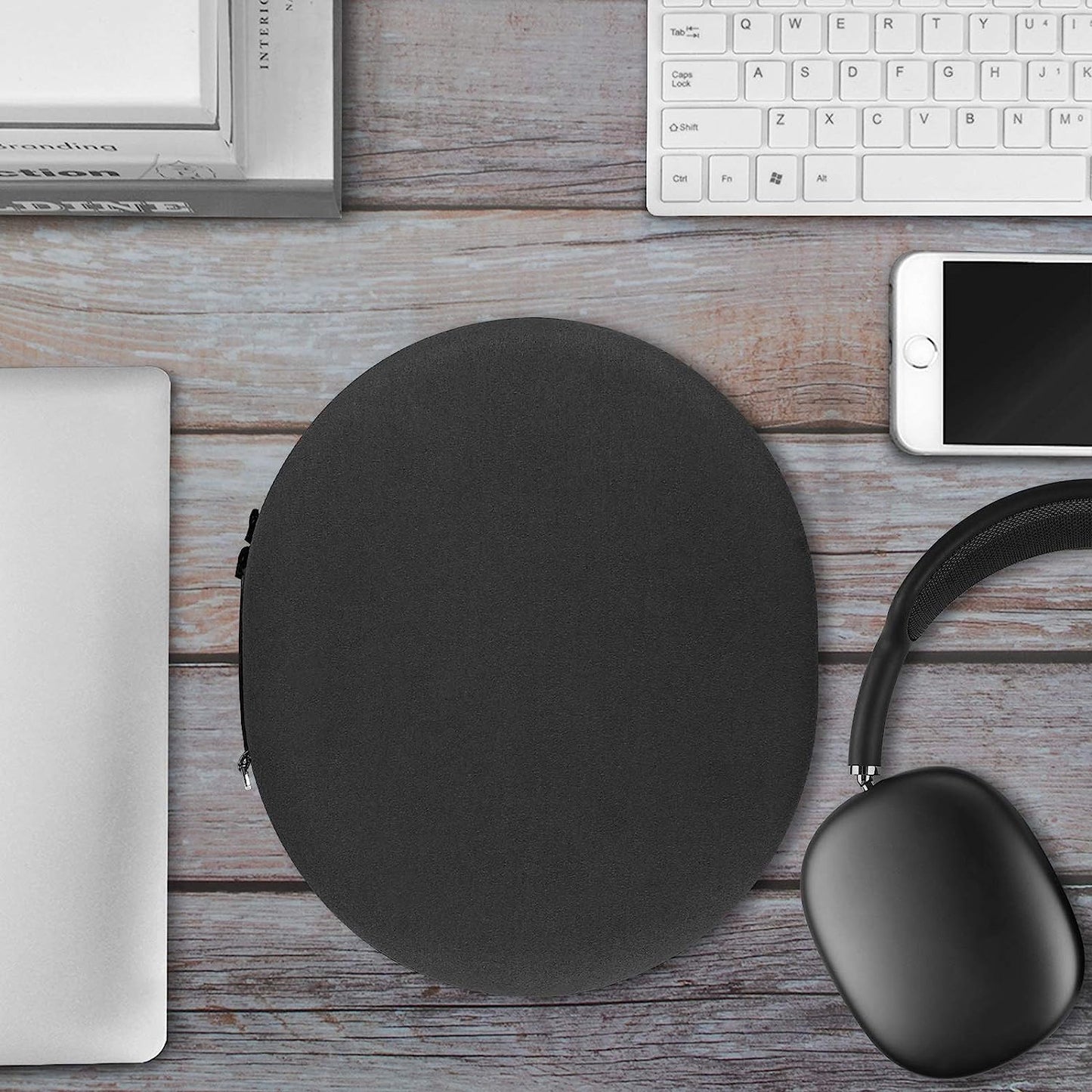 Geekria Shield Smart Headphones Case Compatible with Airpod Max Case, Replacement Hard Shell Travel Carrying Bag with Cable Storage (Microfiber Dark Grey)  GEEKRIA   