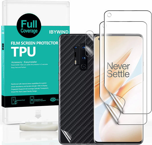 Ibywind Screen Protector for Oneplus 8 Pro,With 2Pcs Flexible TPU Film,1Pc Camera Lens Protector,1Pc Backing Carbon Fiber Film [Fingerprint Reader,Easy to Install]  IBYWIND   