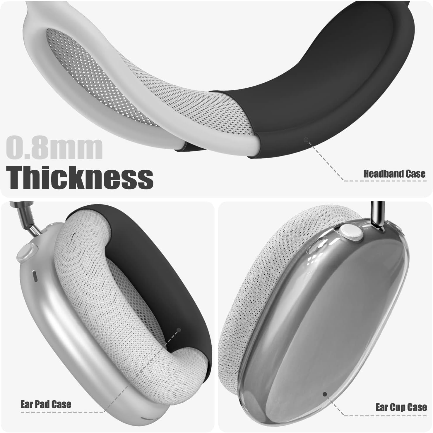 【3 in 1】 Case Cover for Airpods Max Headphones, Anti-Scratch Sweat-Proof Ear Pad Covers/Ear Cups Cover/Headband Cover Protectorfor Apple Airpods Max - Black.  Galafoki   