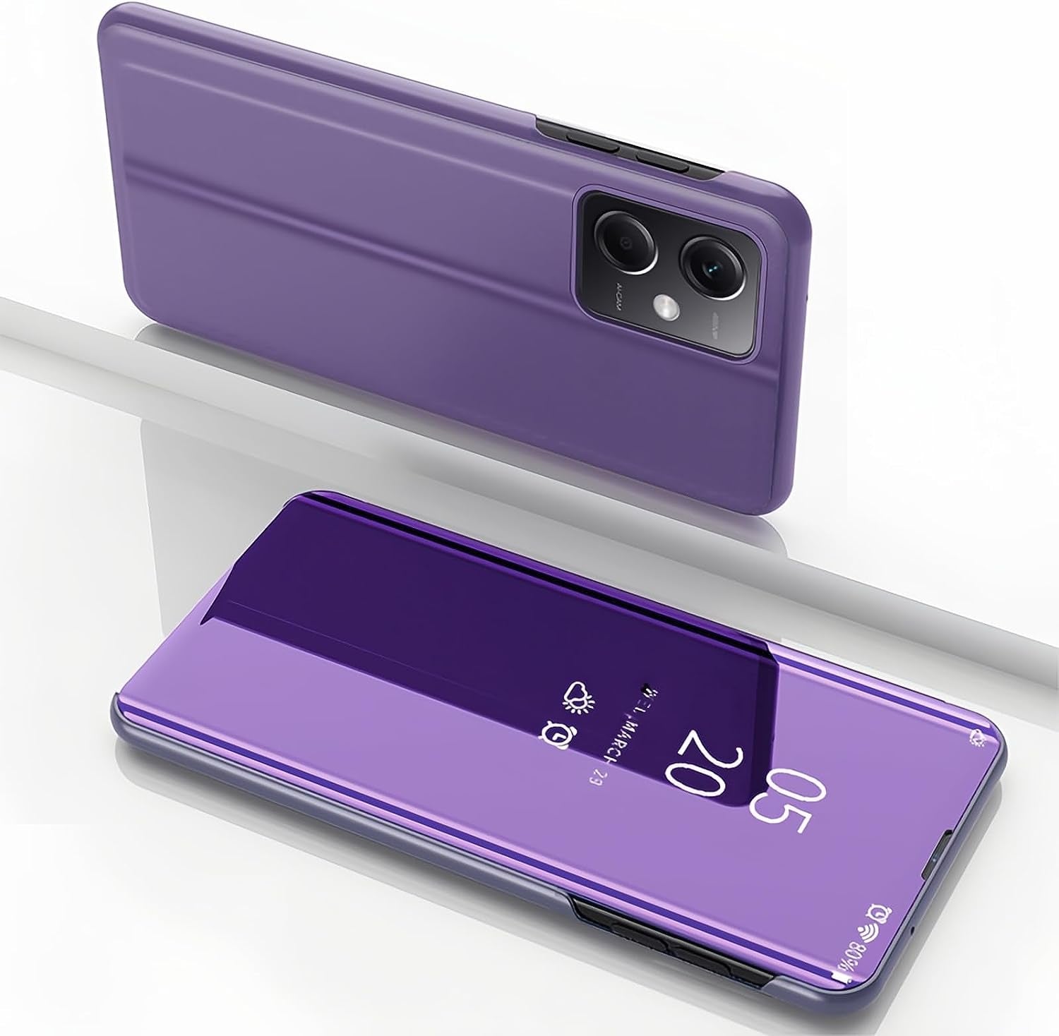 Ysnzaq Mirror Case for Xiaomi Redmi Note 12 Pro+ 6.67 Inch, Smart Window Phone Cover with Stand for Xiaomi Redmi Note 12 Pro plus JM Black  Ysnzaq Purple  