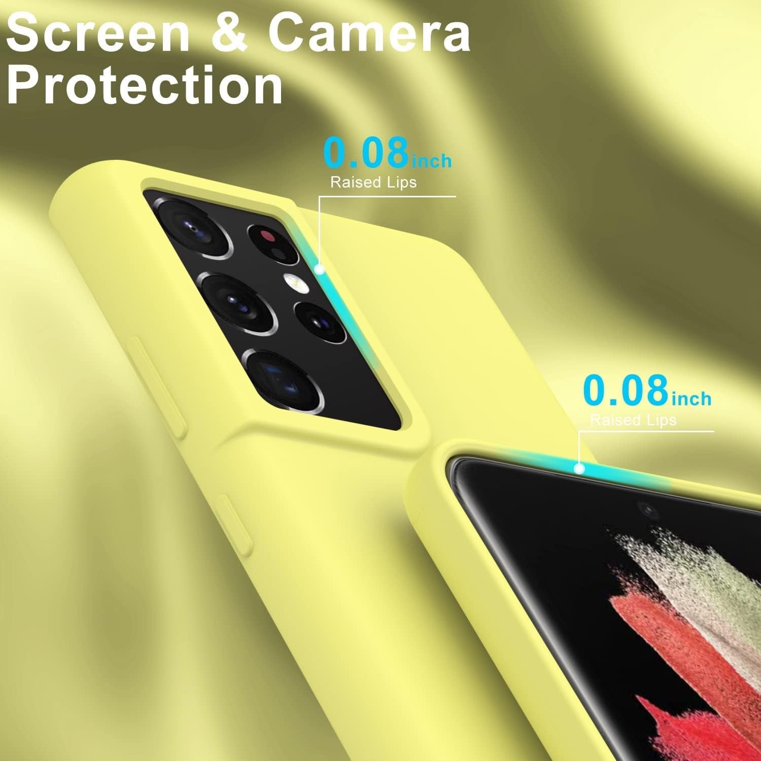 DEENAKIN for Samsung Galaxy S21 Ultra Case Silicone,Silky Smooth Flexible Gel Rubber Bumper Cover with Soft Microfiber Lining Slim Fit Protective Phone Case for Samsung Galaxy S21 Ultra Bright Yellow  DEENAKIN   