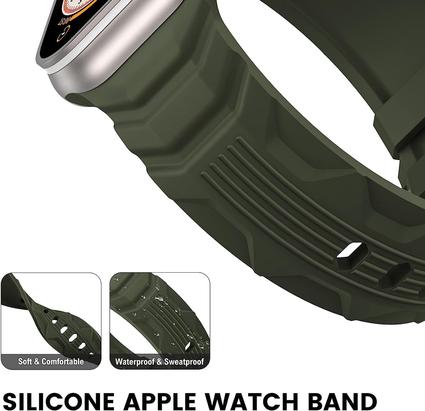 Bandiction Sport Band Compatible with Apple Watch Ultra Band 49Mm 45Mm 44Mm 42Mm, Soft Silicone Replacement Strap for Iwatch Series 8/7/6/5/4/3/2/1/Se/Ultra, Designed for Men  Bandiction   