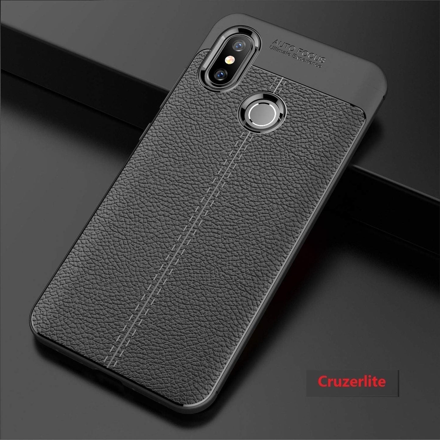 Cruzerlite Case Compatible with Cellphone Xiaomi Mi 8 Case, Flexible Slim Case with Leather Texture Grip Pattern and Shock Absorption TPU Cover Compatible with Cellphone Xiaomi Mi 8 (Black)  Mi8-PAT   