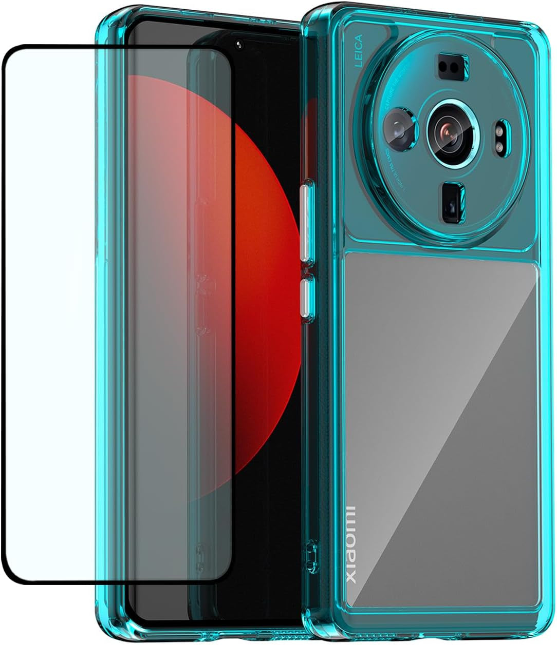 DFTCVBN Phone Case for Xiaomi 12S Ultra Case, 2203121C Case with HD Screen Protector, Soft Bumper with Clear Crystal PC Hard Back Shockproof Cover Cases for Xiaomi 12S Ultra 5G Black  DFTCVBN Clearblue  