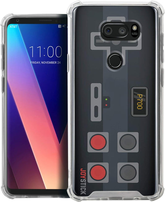 Casesondeck Fitted Case Compatible with [LG V30S Thinq and LG V30] Full Body Clear Bumper Case Slim Fitted Unique Cover (Black Retro Control)  CasesonDeck   